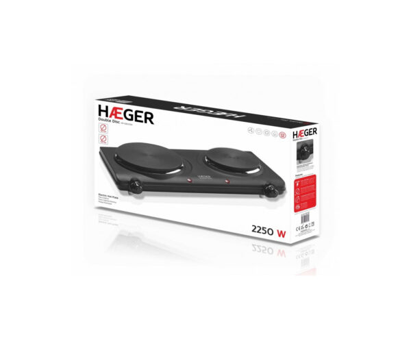 Placa Elétrica HAEGER 2250W Preta Double Disc - Image 2