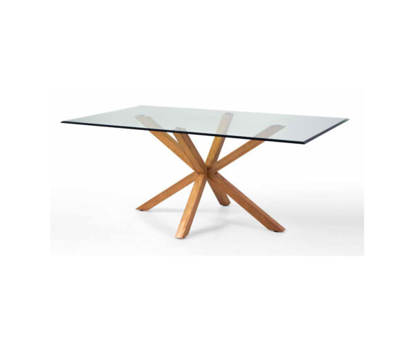 Mesa Tampo Cristal c/ Pé Natural Madeira